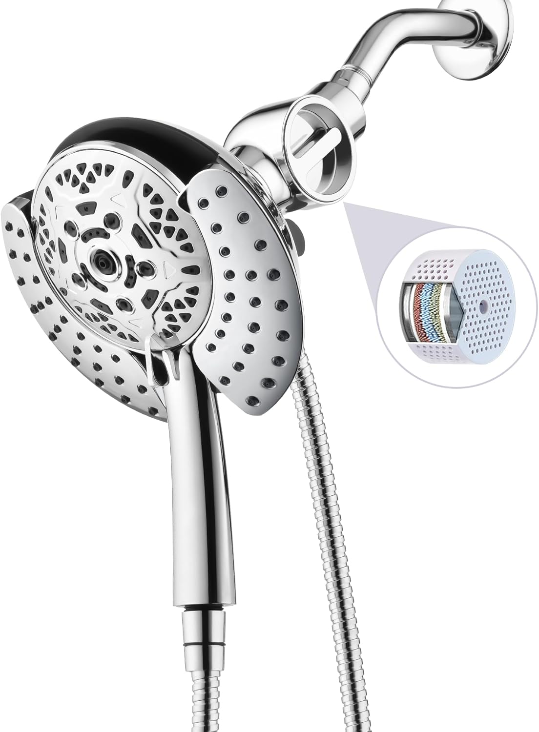 INAVAMZ Filtered Shower Head with Handheld, 2-in-1 Shower Heads with Rain Shower & Handheld Shower Head, 10-Mode Detachable Shower Head with Massage Spray