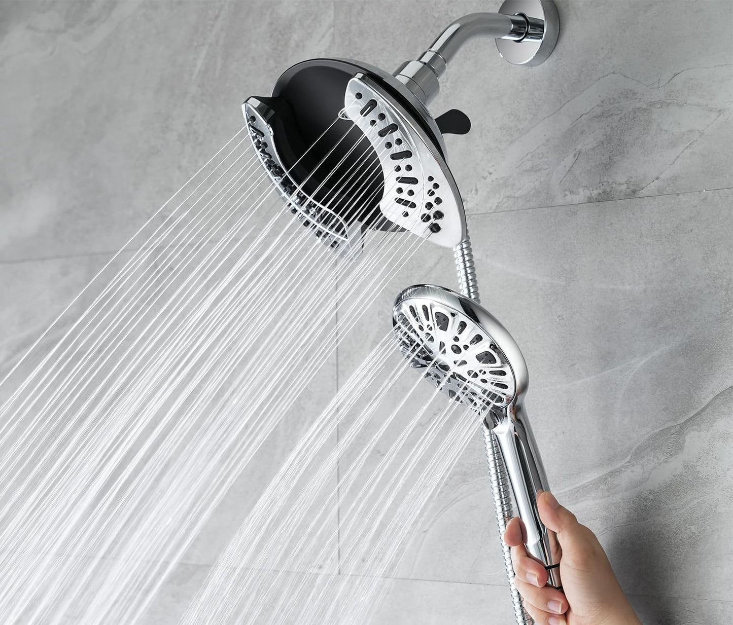 INAVAMZ 2-in-1 Shower Head with Handheld Combo, Rainfall Shower Head and 9 Spray Settings Hand Held Shower Head with Hose
