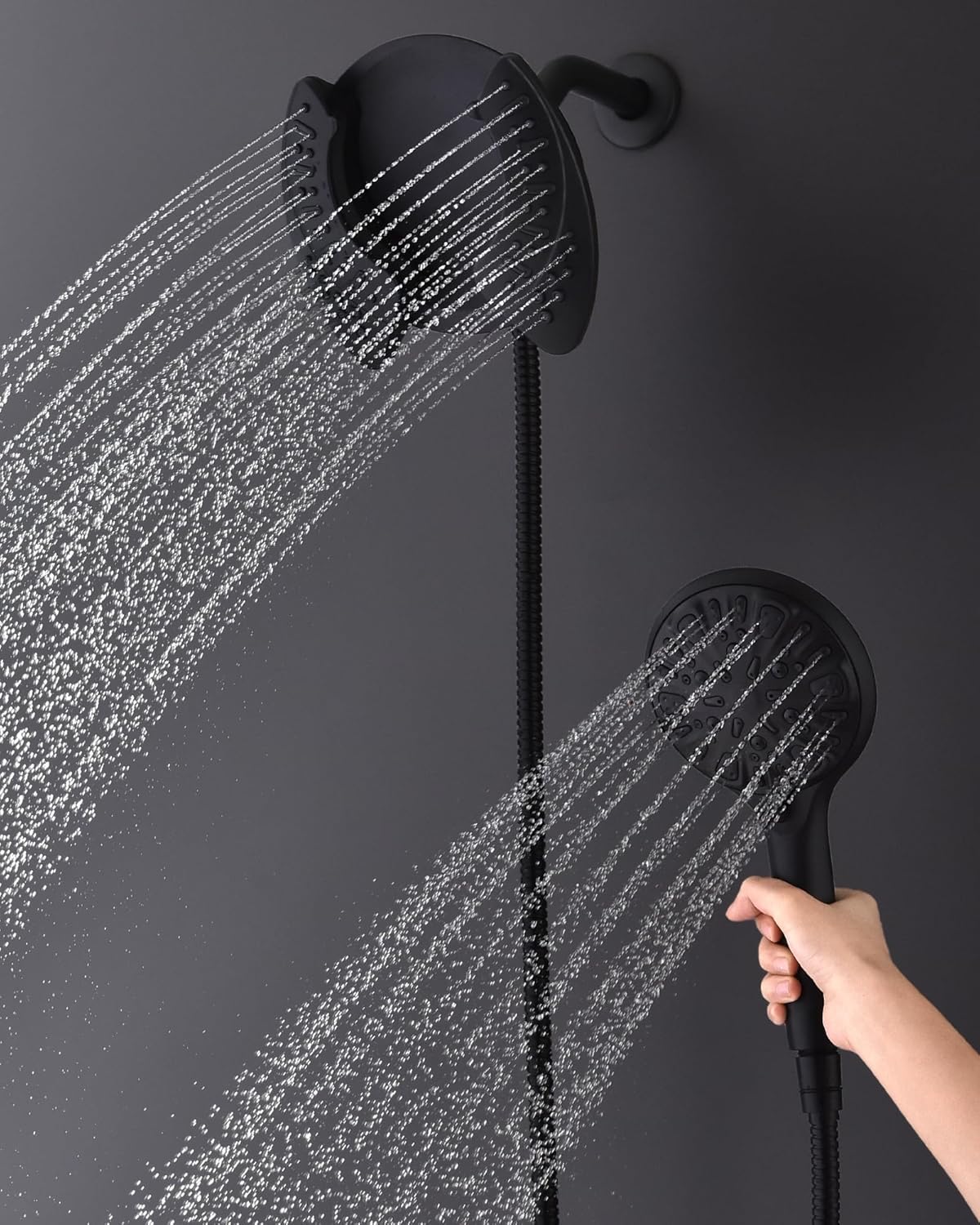 INAVAMZ 2-in-1 Shower Head with Handheld Combo, Rainfall Shower Head and 9 Spray Settings Hand Held Shower Head with Hose