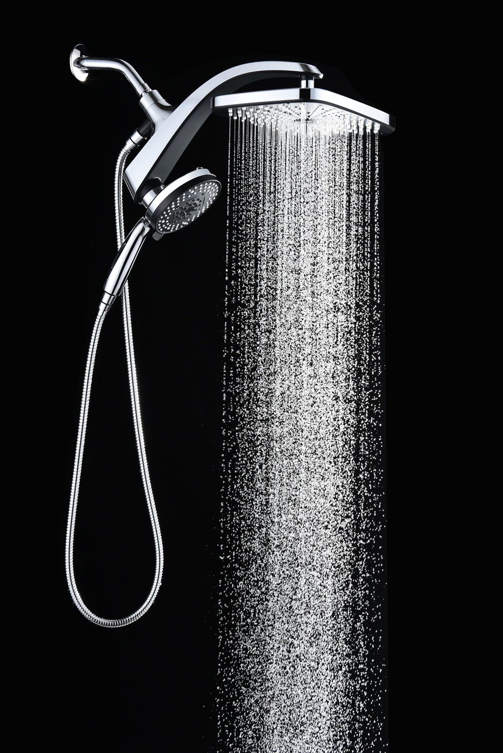 INAVAMZ 12" High Pressure Rainfall Shower Head with Detachable Handheld Set, 60" Hose, 9 Spray Setting,Silver Chrome