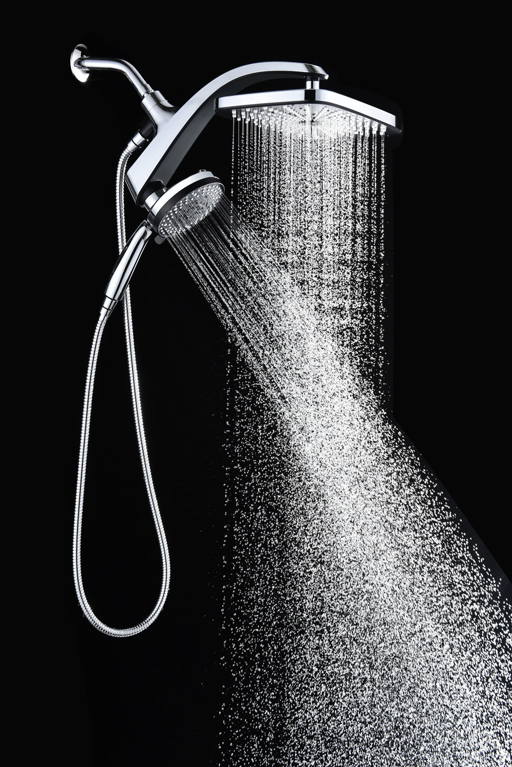 INAVAMZ 12" High Pressure Rainfall Shower Head with Detachable Handheld Set, 60" Hose, 9 Spray Setting,Silver Chrome