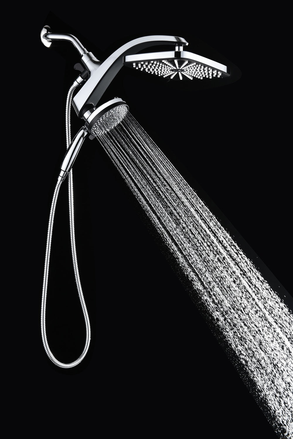 INAVAMZ 12" High Pressure Rainfall Shower Head with Detachable Handheld Set, 60" Hose, 9 Spray Setting,Silver Chrome