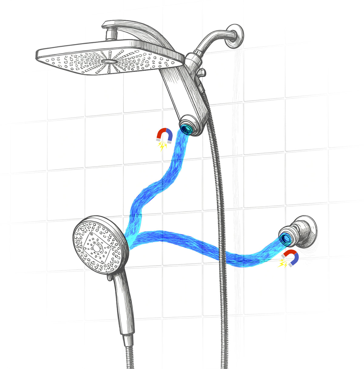 INAVAMZ 12" Rain Shower Head and Handheld Combo, 360° Adjustable Wall Mount, 3+8+1 Spray Modes, Magnetic Dock, Power Jet, 60" Hose,Nickel