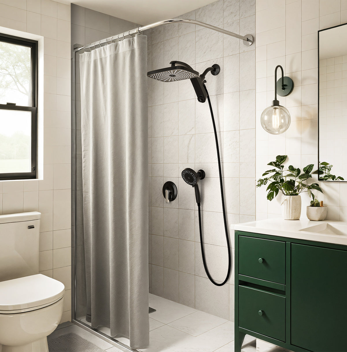 INAVAMZ 12" Rain Shower Head and Handheld Combo, 360° Adjustable Wall Mount, 3+8+1 Spray Modes, Magnetic Dock, Power Jet, 60" Hose, Black