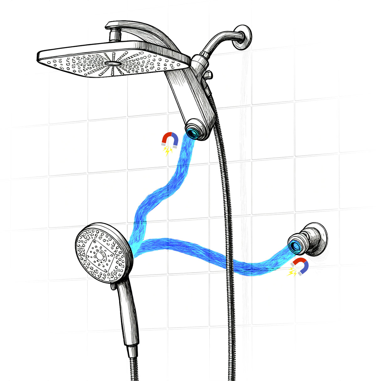 INAVAMZ 12" Rain Shower Head and Handheld Combo, 360° Adjustable Wall Mount, 3+8+1 Spray Modes, Magnetic Dock, Power Jet, 60" Hose, Black