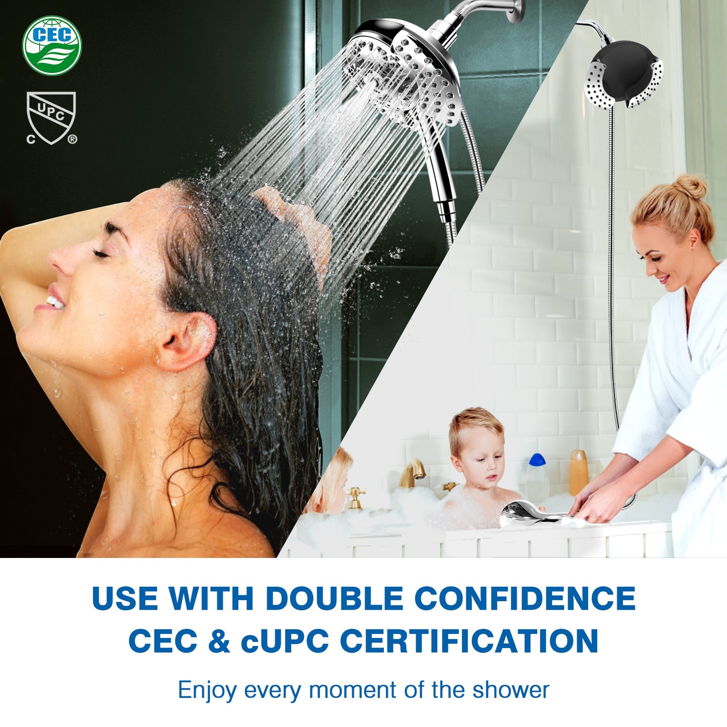 2-in-1 High Pressure Shower Head Combo